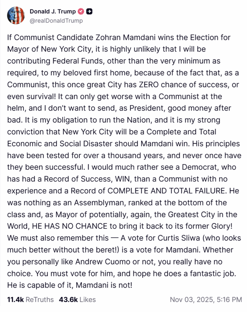 And So It Begins: Zohran Mamdani’s NYC win signals Democrats' radical Socialist shift — and hands Trump the perfect 2026 Red Wave message. And So It Begins: Zohran Mamdani’s NYC win signals Democrats' radical Socialist shift — and hands Trump the perfect 2026 Red Wave message.