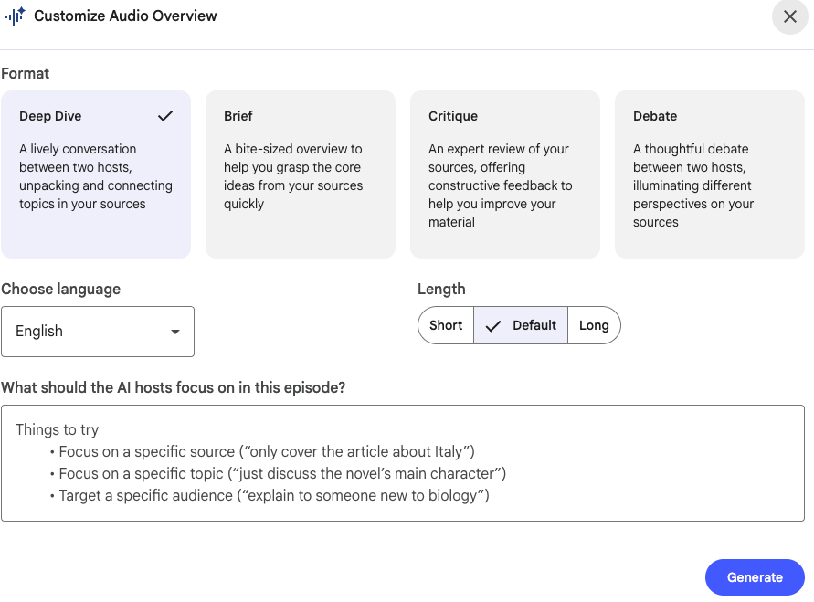Screenshot 17: Studio → Audio Overview Screenshot 17: Studio → Audio Overview