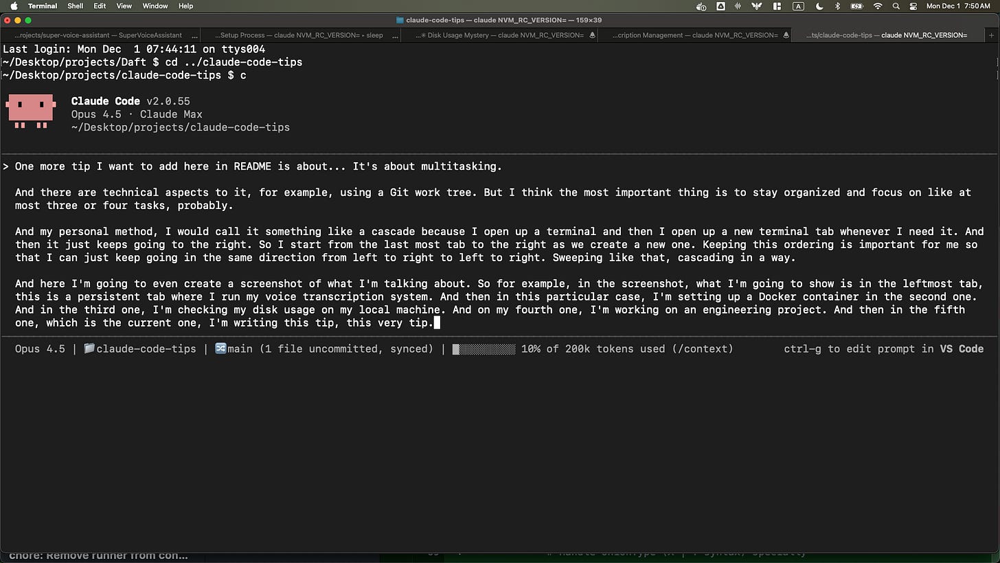 Terminal tabs showing multitasking workflow Terminal tabs showing multitasking workflow