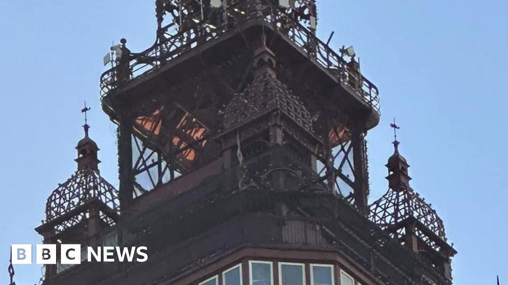Blackpool Tower 'fire' was fluttering orange netting