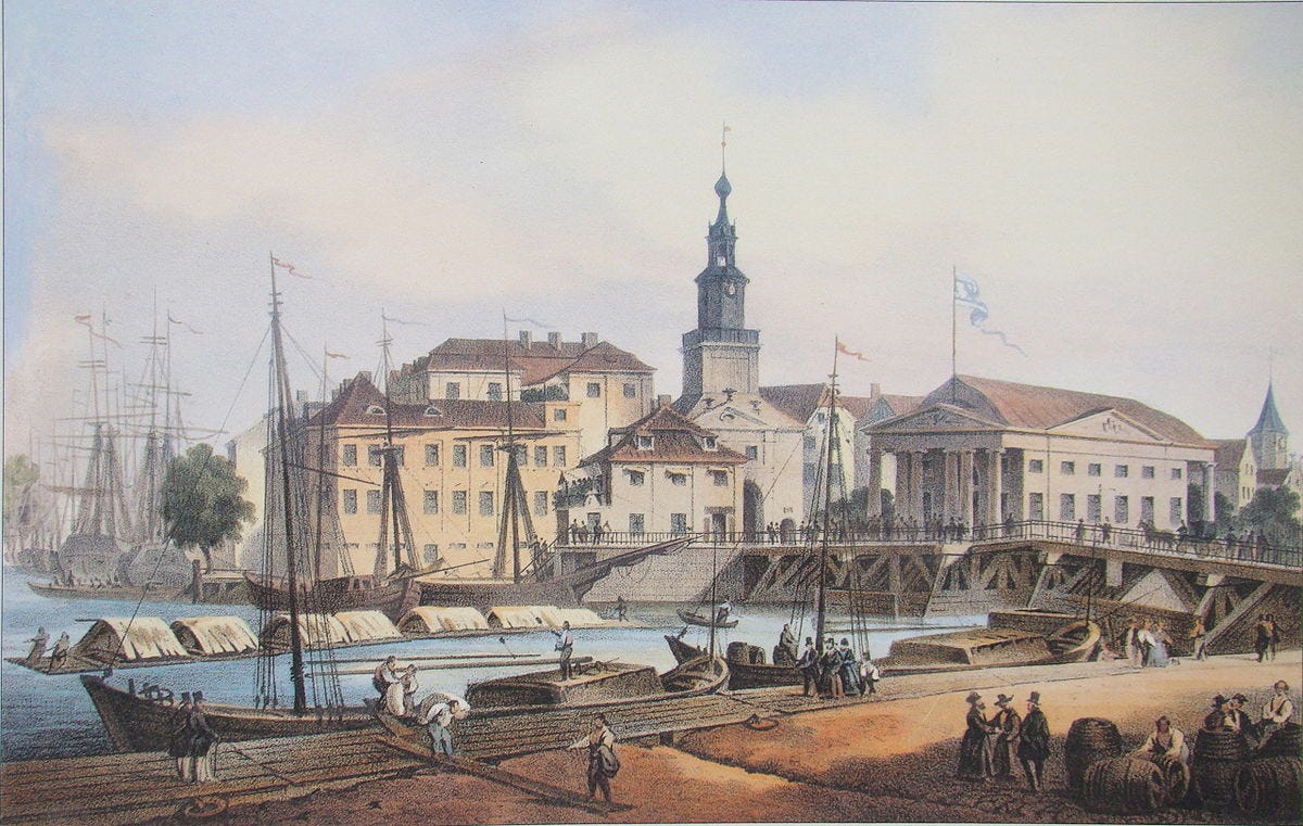 File:Colorated lithograph of Königsberg stock exchange (ca. 1850).jpg -  Wikimedia Commons