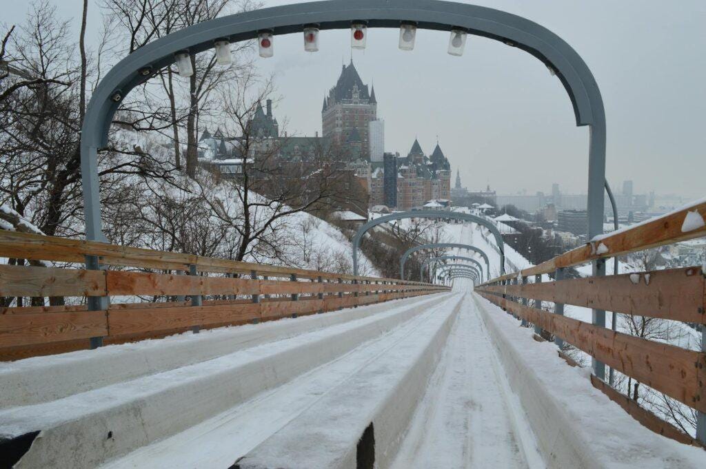 A Sled Track Slide in Quebec Canada A Sled Track Slide in Quebec Canada