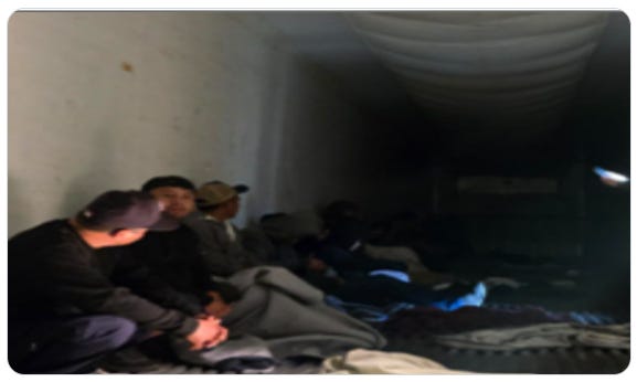 29 illegal aliens were found by Border Patrol Agents locked inside this trailer by a human smuggler in the Texas Rio Grande Valley in March 2026. 
