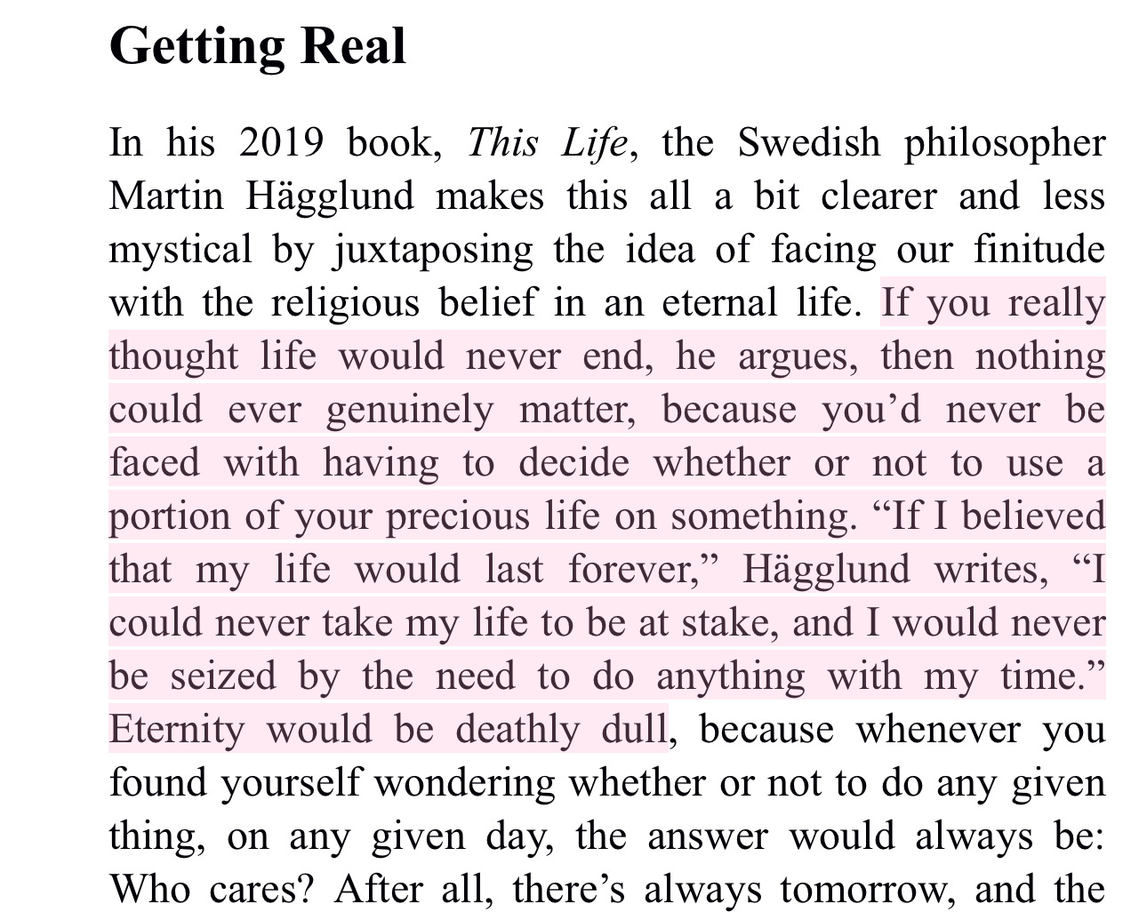 Screen grab from the digital book, “Four Thousand Weeks”
