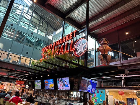 Games, hall, signs, tables, chairs