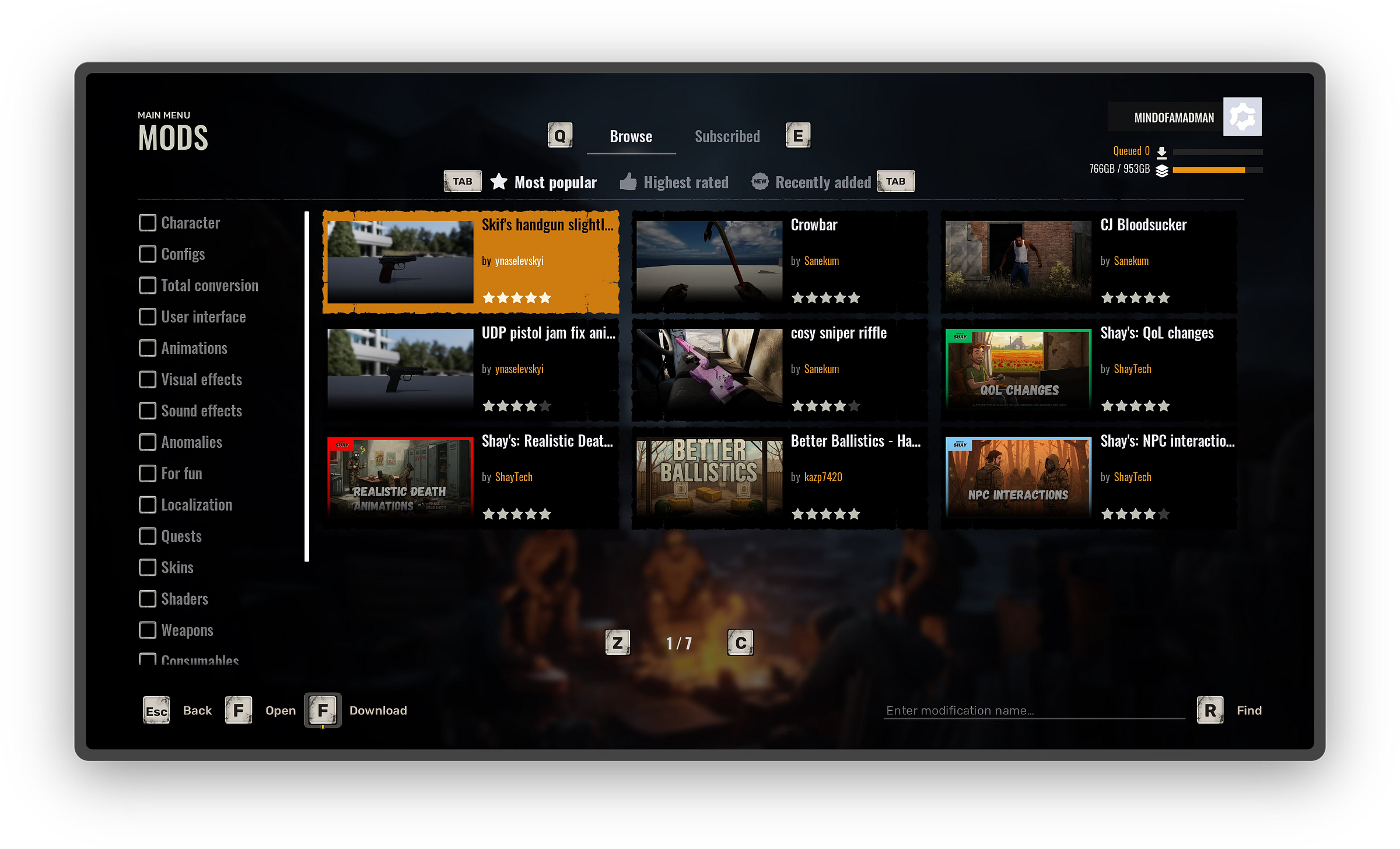 S.T.A.L.K.E.R. 2 in-game UE5 mod browser