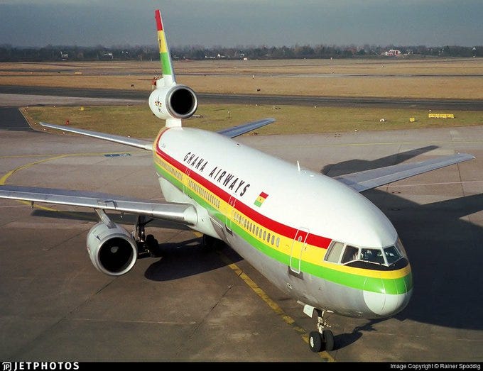 Dc-10 aircraft operated by Ghana Airways. Dc-10 aircraft operated by Ghana Airways.