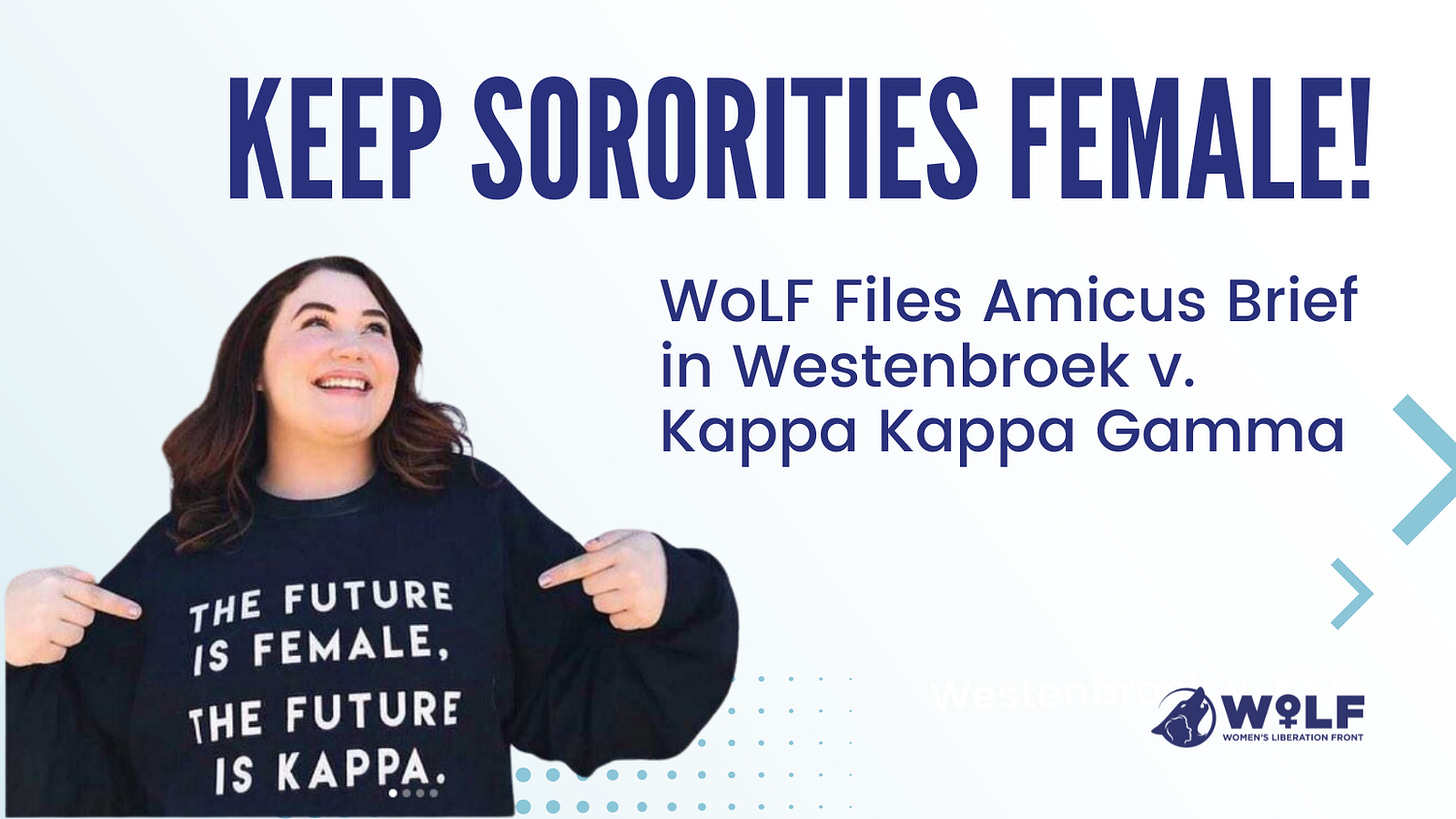 Keep Sororities Female. Wolf Files Amicus