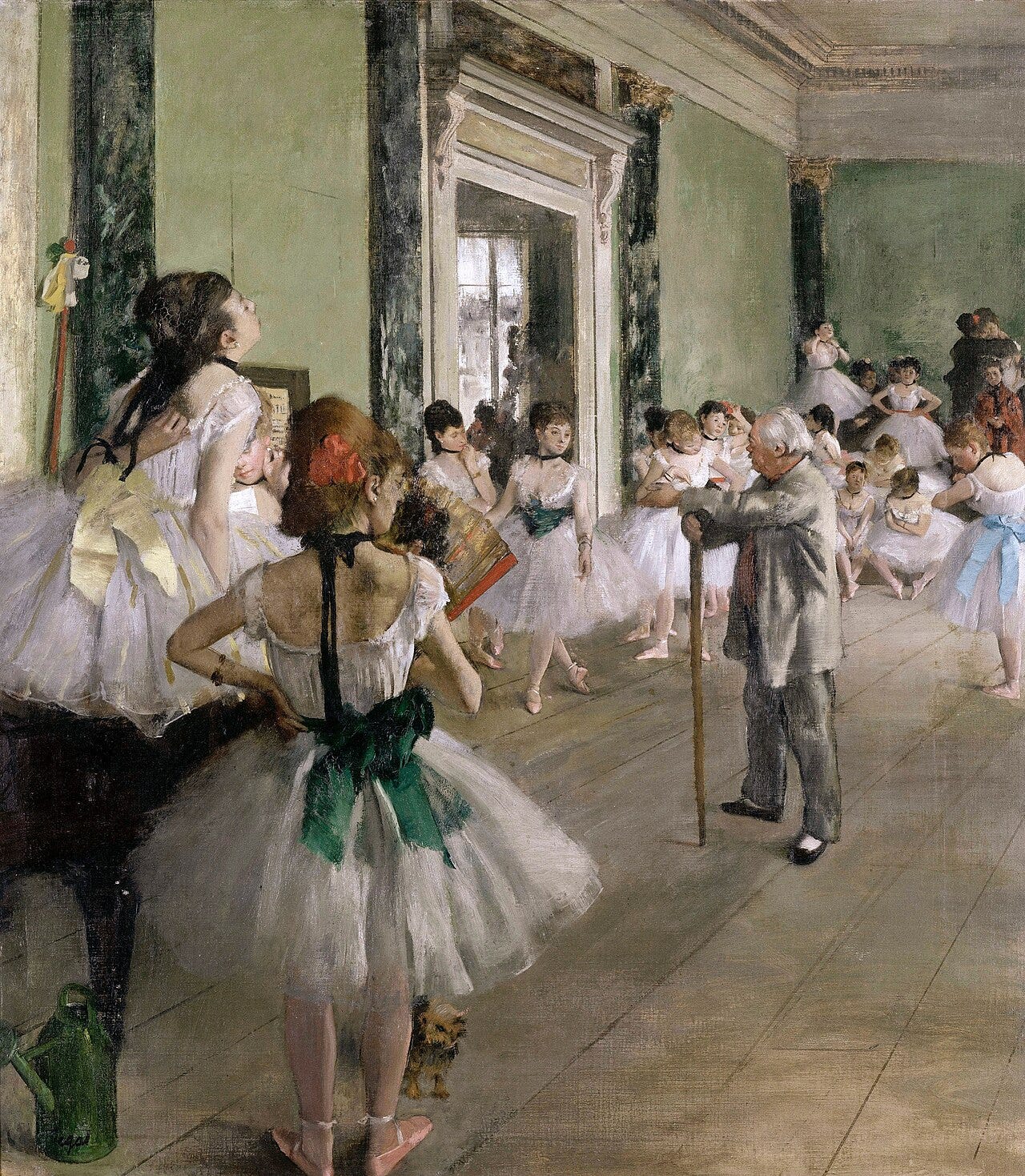 Degas's Dance Class, young ballerinas waiting while an old ballet master leans on his cane Degas's Dance Class, young ballerinas waiting while an old ballet master leans on his cane