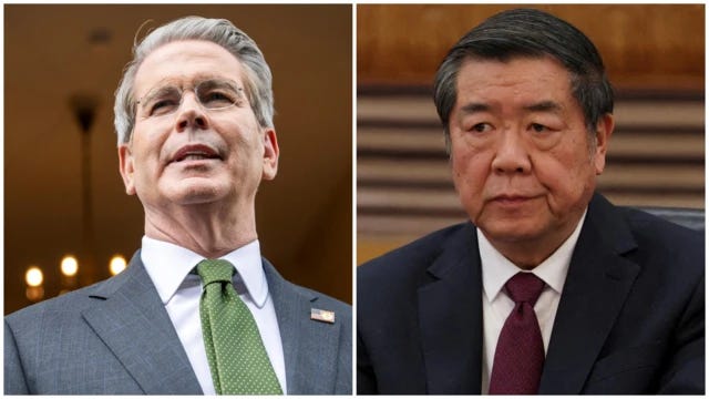 美國財政部長斯科特·貝森特和中國副總理何立峰在日內瓦舉行會談。<span class="footnote-wrapper">[3]</span>