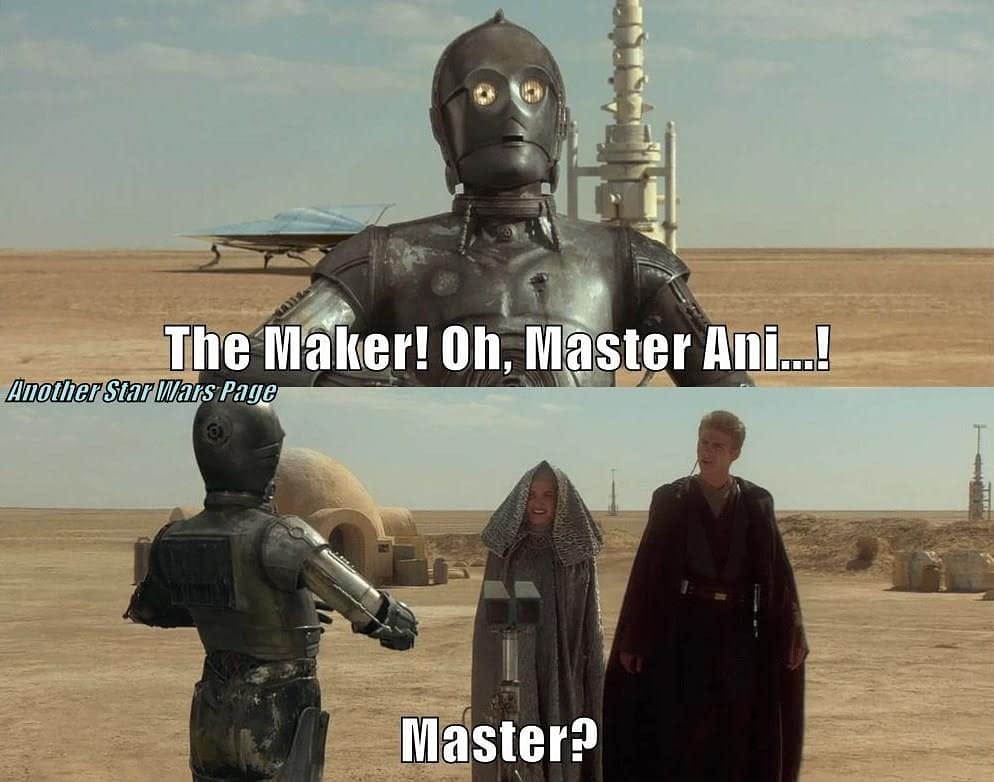 Another Star Wars Page على X: "To C3PO, Anakin will always be Master.  #starwars #humpday #attackoftheclones #anakinskywalker #darthvader  #masterskywalker #prequels #prequelmemes #starwarsfan #starwarsmemes #funny  #humpday #wednesday #padme #anakin ...