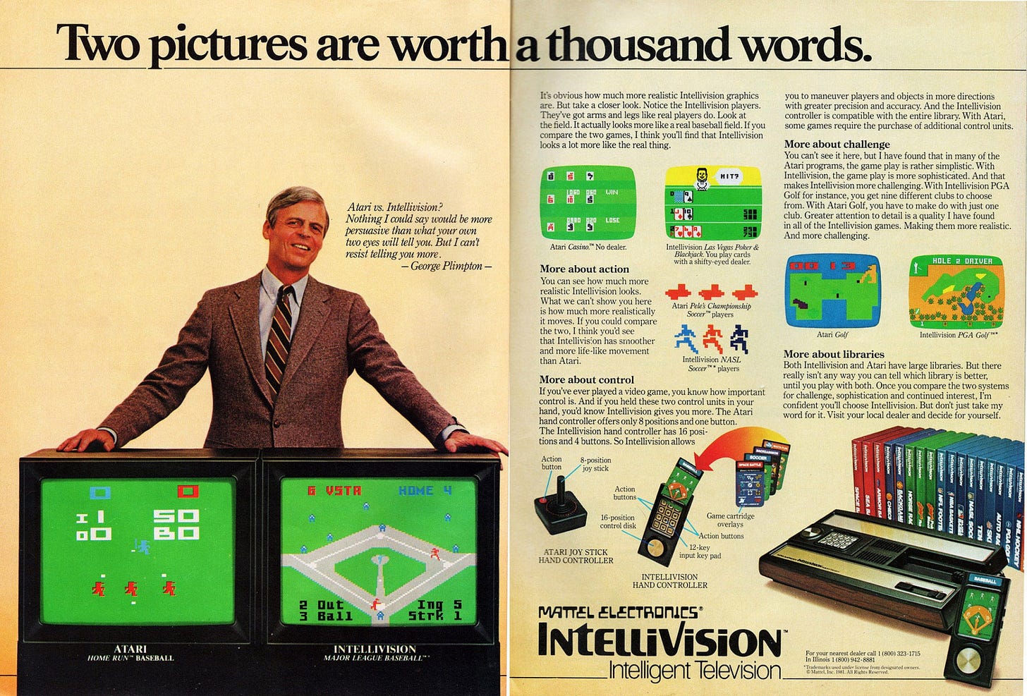 George Plimpton Advertisements for Intellivision, 1980 – 1983