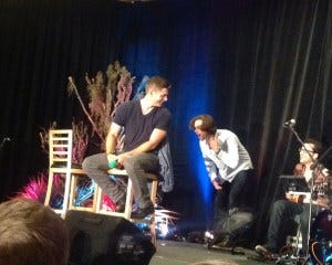 Jared overcome by how hot Jensen's voice is....umm, me too Jared...