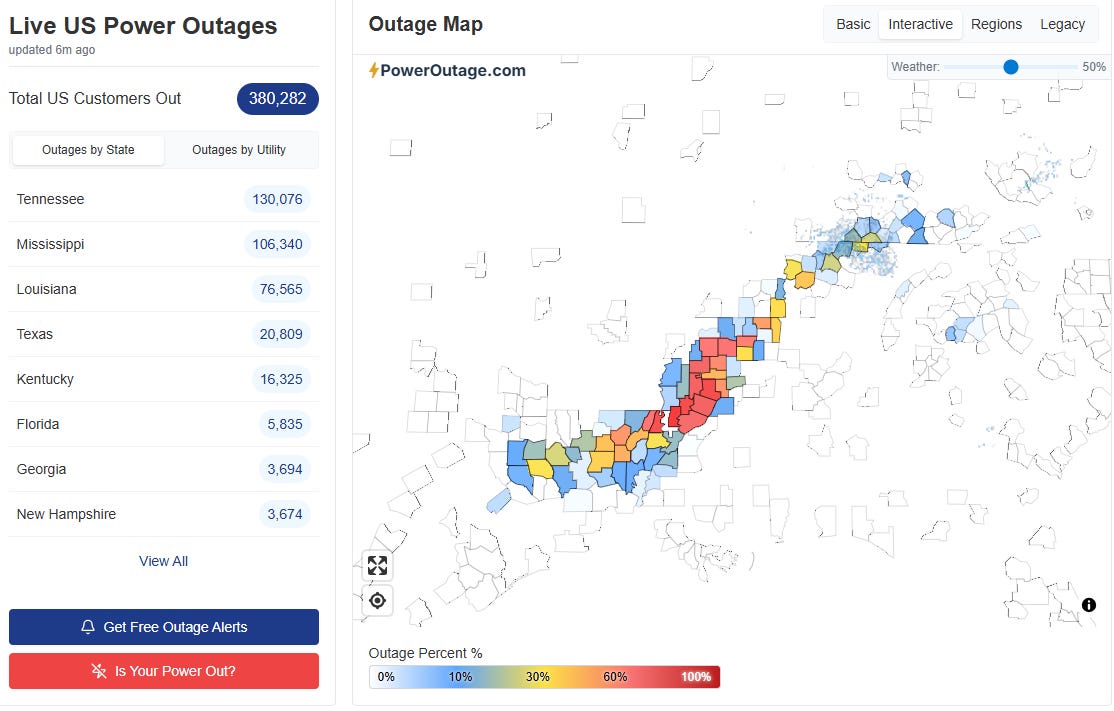 More than 60 dead and 400K customers still without power from massive ...