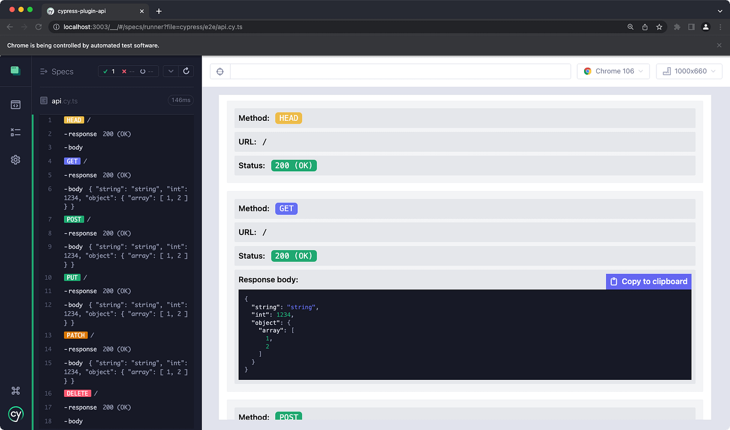 Cypress plugin for testing API Cypress plugin for testing API