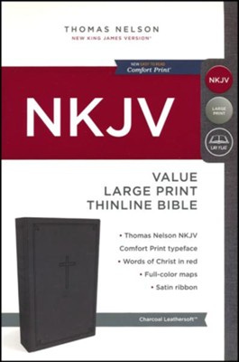 NKJV Value Thinline Bible Large Print, Imitation Leather, Charcoal  - 