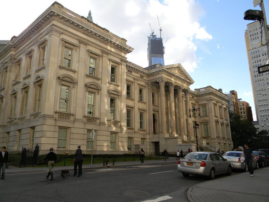 The northern and eastern facades of the Tweed Courthouse, from across Chambers Street The northern and eastern facades of the Tweed Courthouse, from across Chambers Street