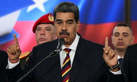 Venezuela's President Nicolas Maduro (C) addresses the media after appearing before the Supreme Court of Justice (TSJ) in Caracas on August 9, 2024 Venezuela's President Nicolas Maduro (C) addresses the media after appearing before the Supreme Court of Justice (TSJ) in Caracas on August 9, 2024