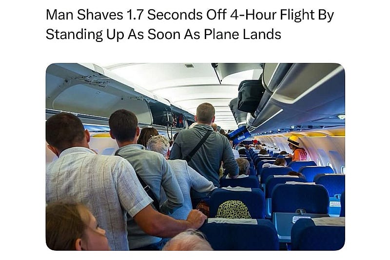 People standing up in the aisle of an aeroplane People standing up in the aisle of an aeroplane