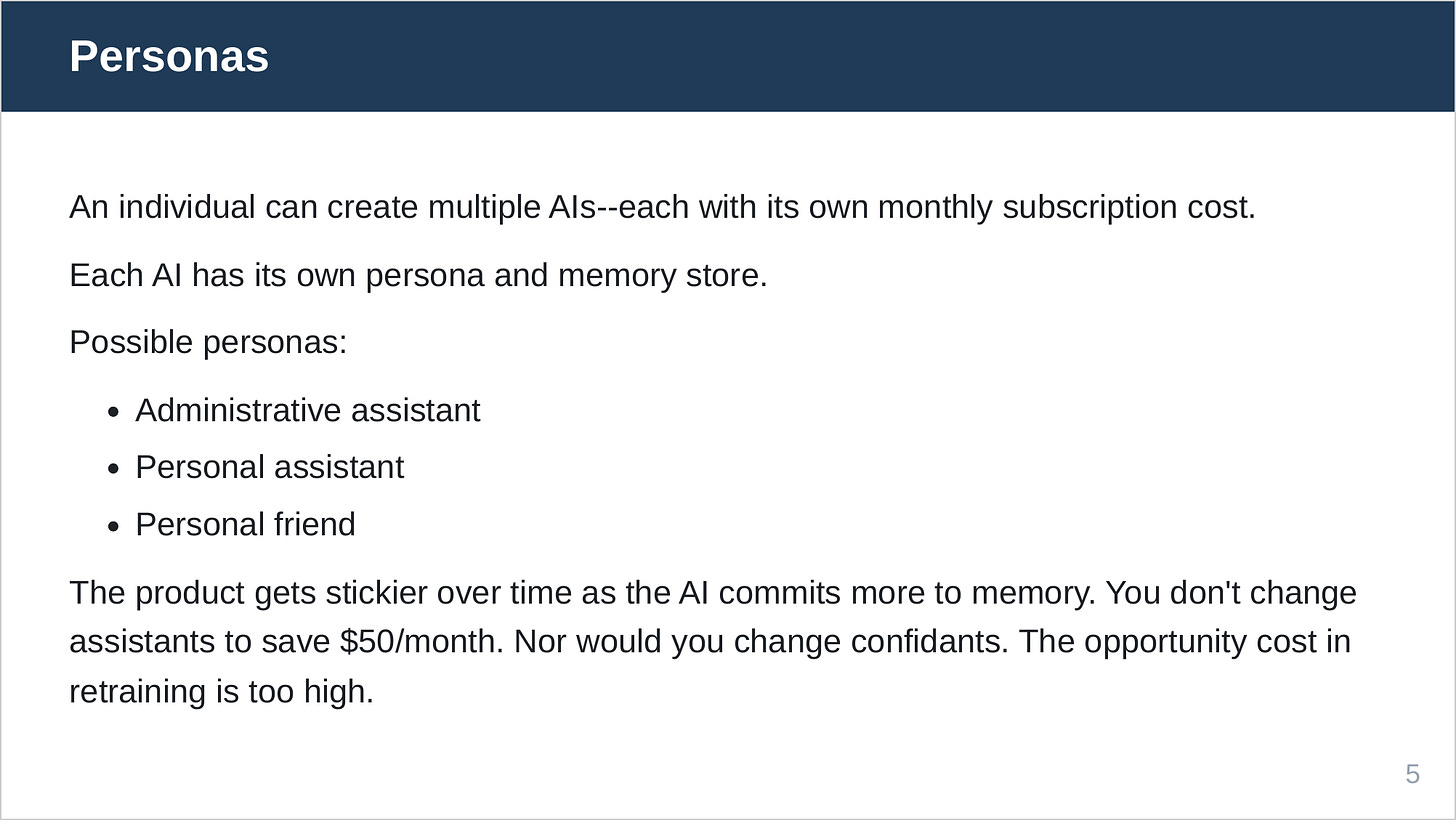 Each AI has its own persona and memory store.