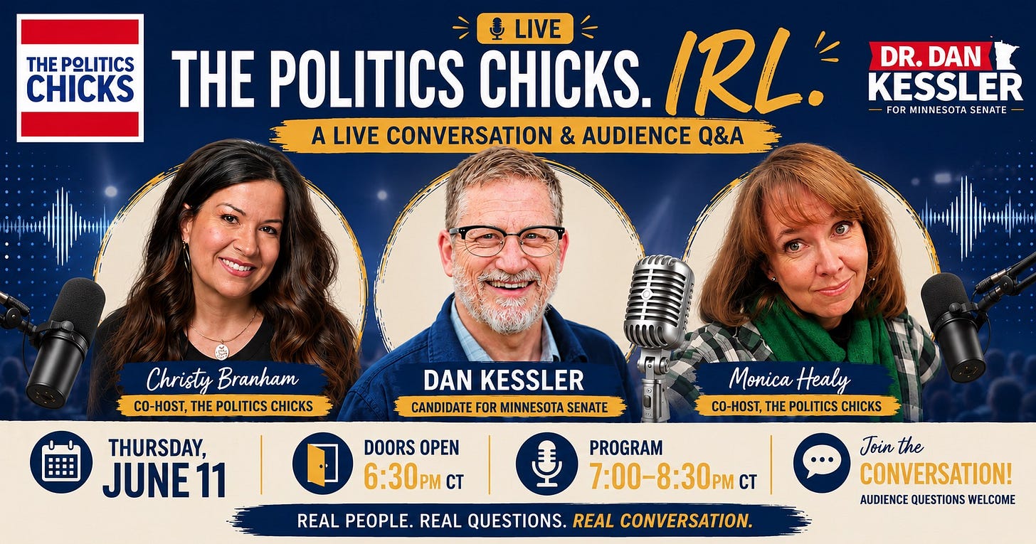 Event promotion for the Politics Chicks in Real Life fundraiser Event promotion for the Politics Chicks in Real Life fundraiser