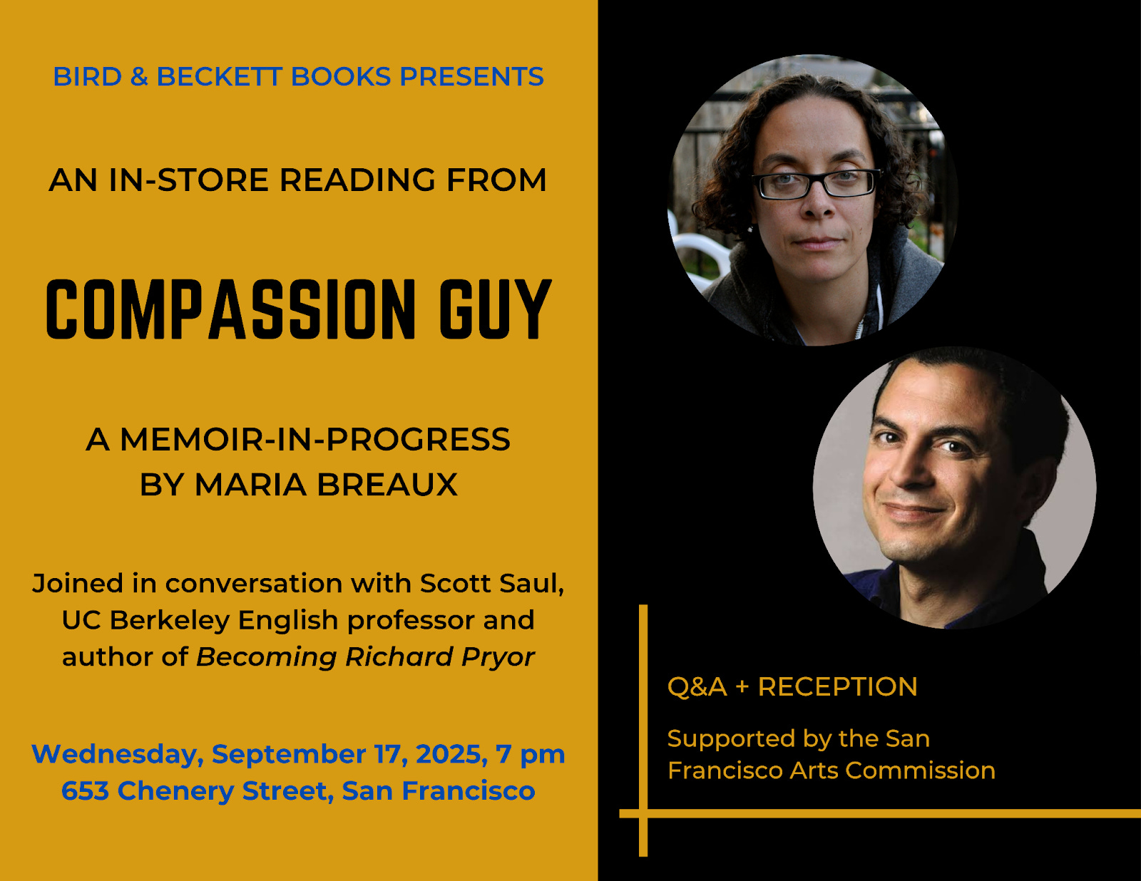 Compassion Read My Debut Compassion Guy Reading—Presented by Bird & Beckett Books