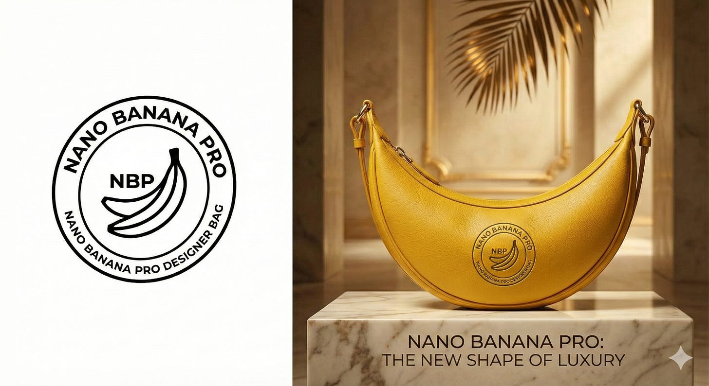 Nano Banana Pro logo and bag mockup