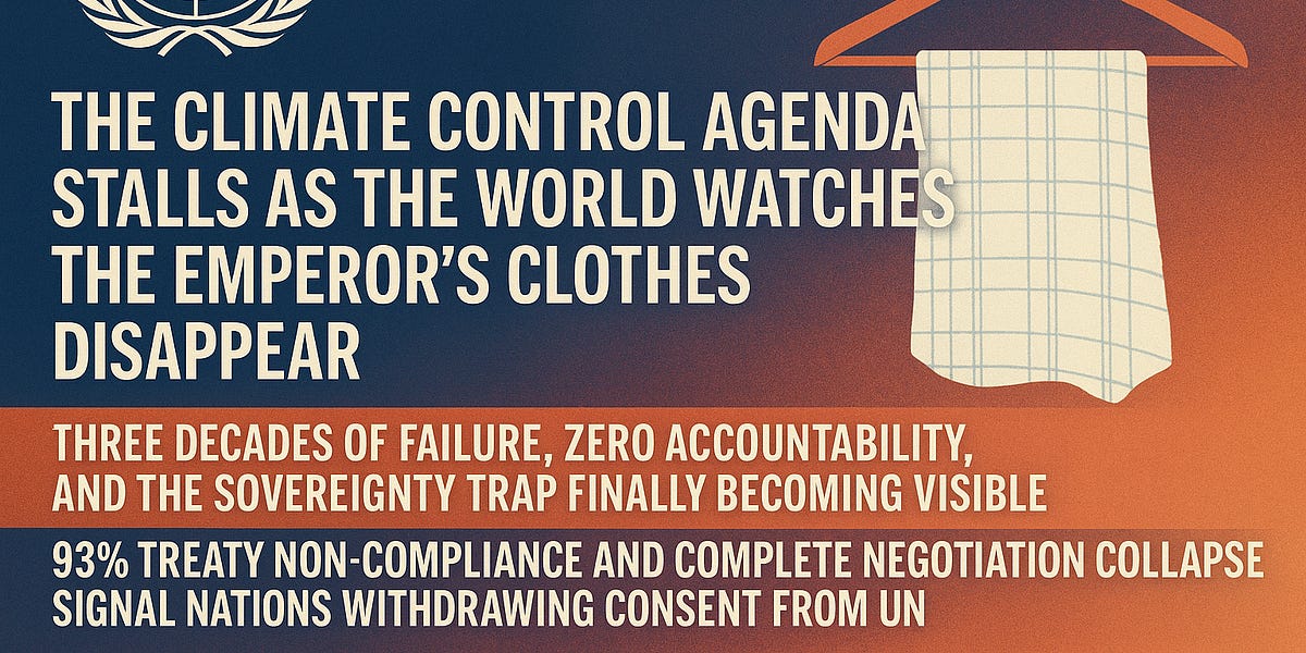 United Nations COP30 The Climate Control Agenda Stalls as the World Watches the Emperor’s Clothes Disappear