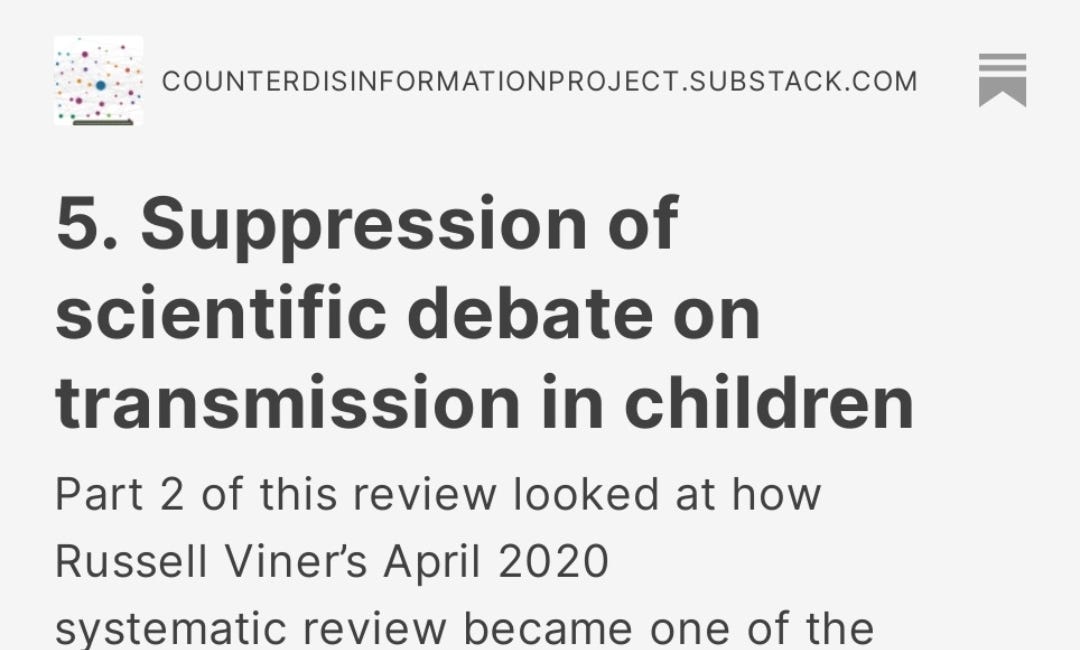 5. Suppression of scientific debate on transmission in children 