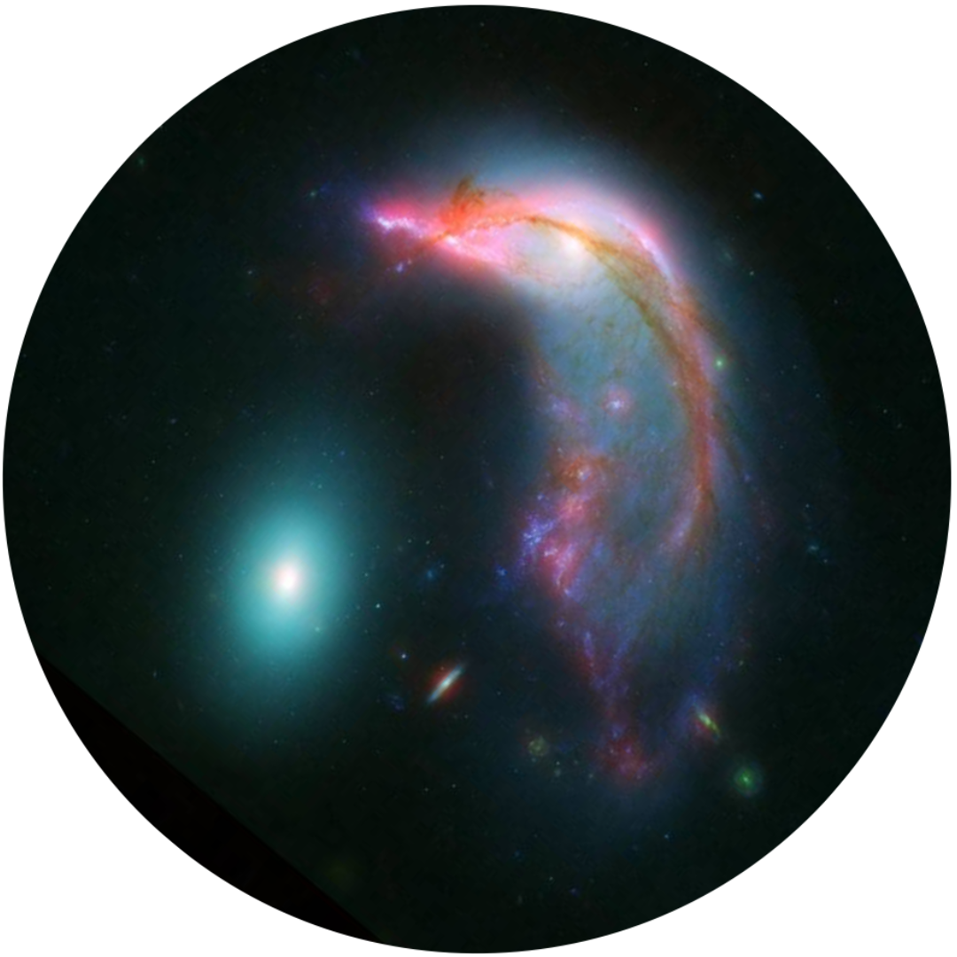 Hubble space telescope image of the Penguin & the Egg galaxies. Hubble space telescope image of the Penguin & the Egg galaxies.