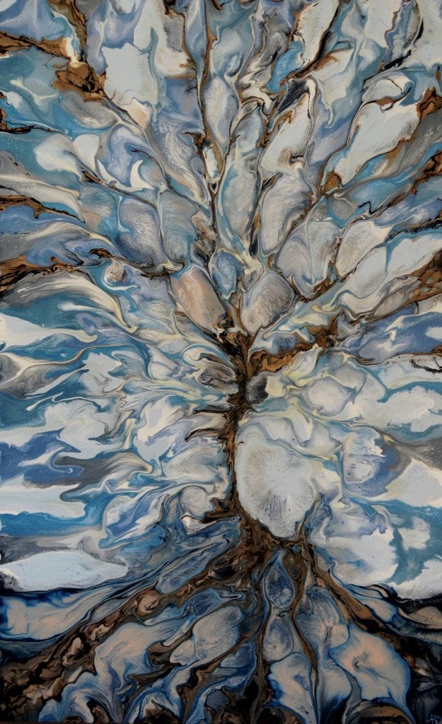 original art by Anna, Tree in Blues and Browns
