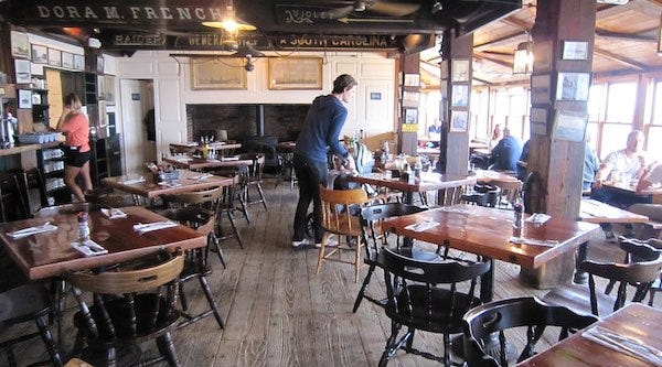 Photo of the rustic interior of the Black Dog Tavern