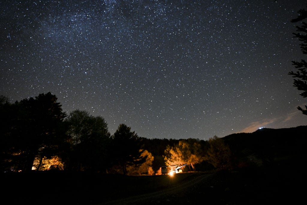 Starry night sky at Isik Mountain in Ankara