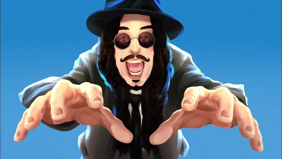 Cartoon illustration of Ozzy Osbourne with long braids, a wide-brimmed hat, round sunglasses, and a suit, reaching both hands toward the viewer with an enthusiastic, open-mouthed expression against a bright blue background. Picture Credit: Google Images