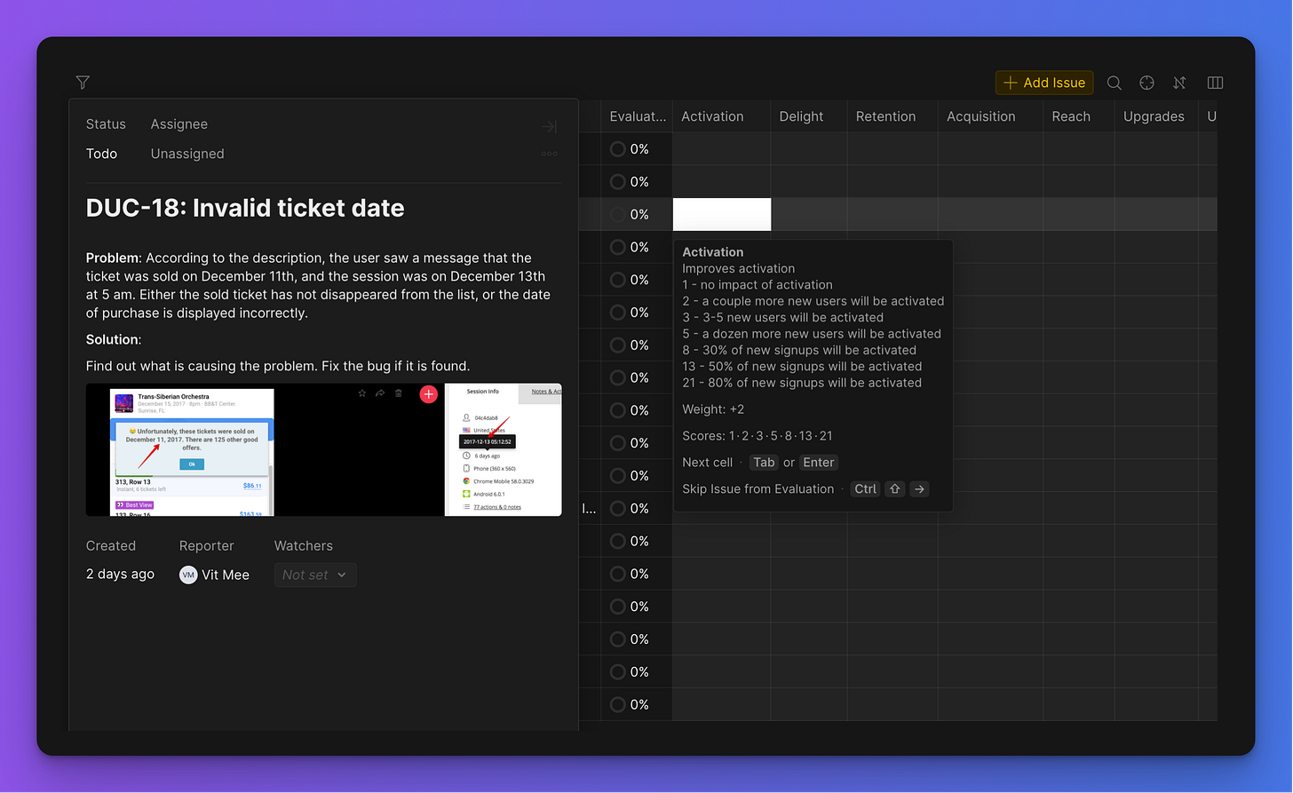 Task evaluation by criteria in Ducalis