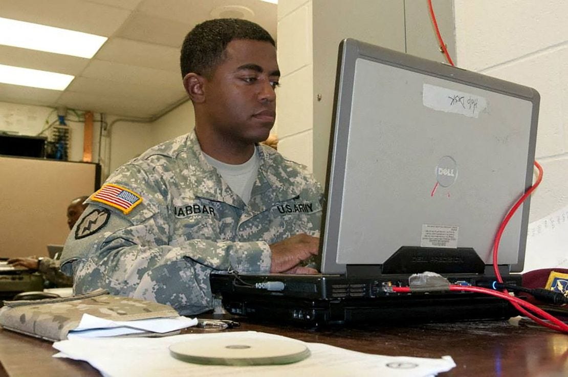 Shamsud-Din Jabbar works in Fort Johnson (formerly Fort Polk), Louisiana, on November 16, 2013.