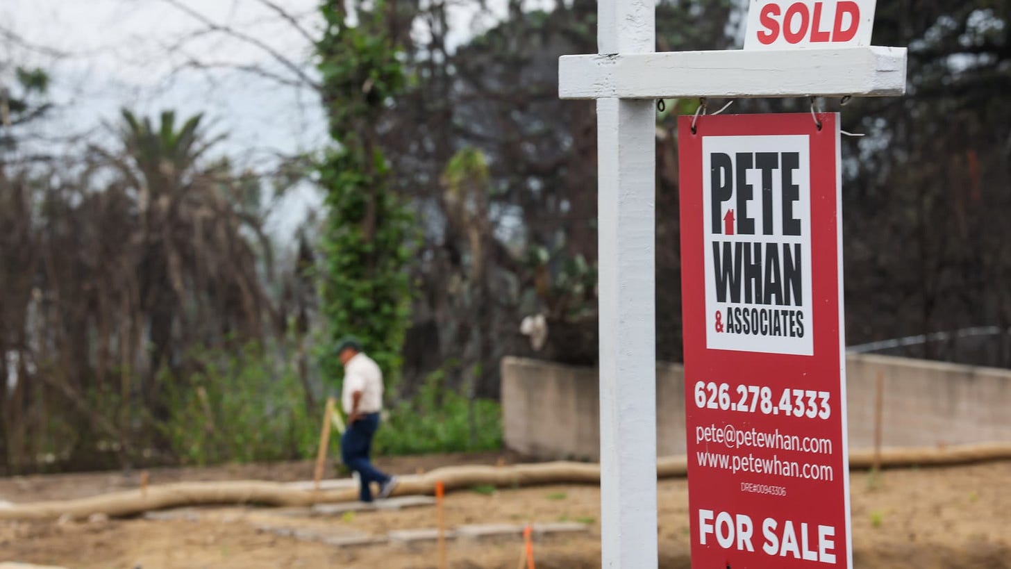Altadena, CA, Wednesday, June 4, 2025 - Victor Becerra surveys his property located next door to a recently sold property on Wapello St.  Like most of his neighbors whose homes were destroyed in the Eaton Fire,  Becerra is rebuilding and said he is anxious for the neighborhood to "bloom again." (Robert Gauthier/Los Angeles Times via Getty Images)