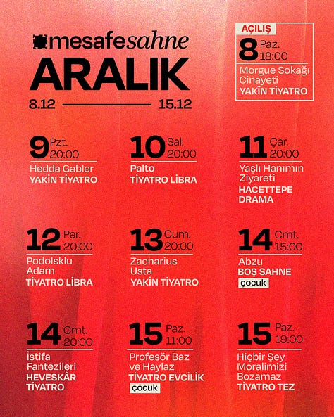 Mesafe Sahne Aralık 2024 Programı