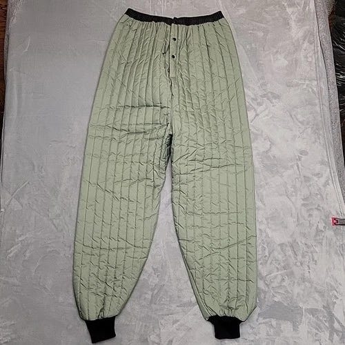 VTG Pants Mens L Tall Green Quilted Insulated Military Cold Weather Cuffed Liner - Picture 1 of 10