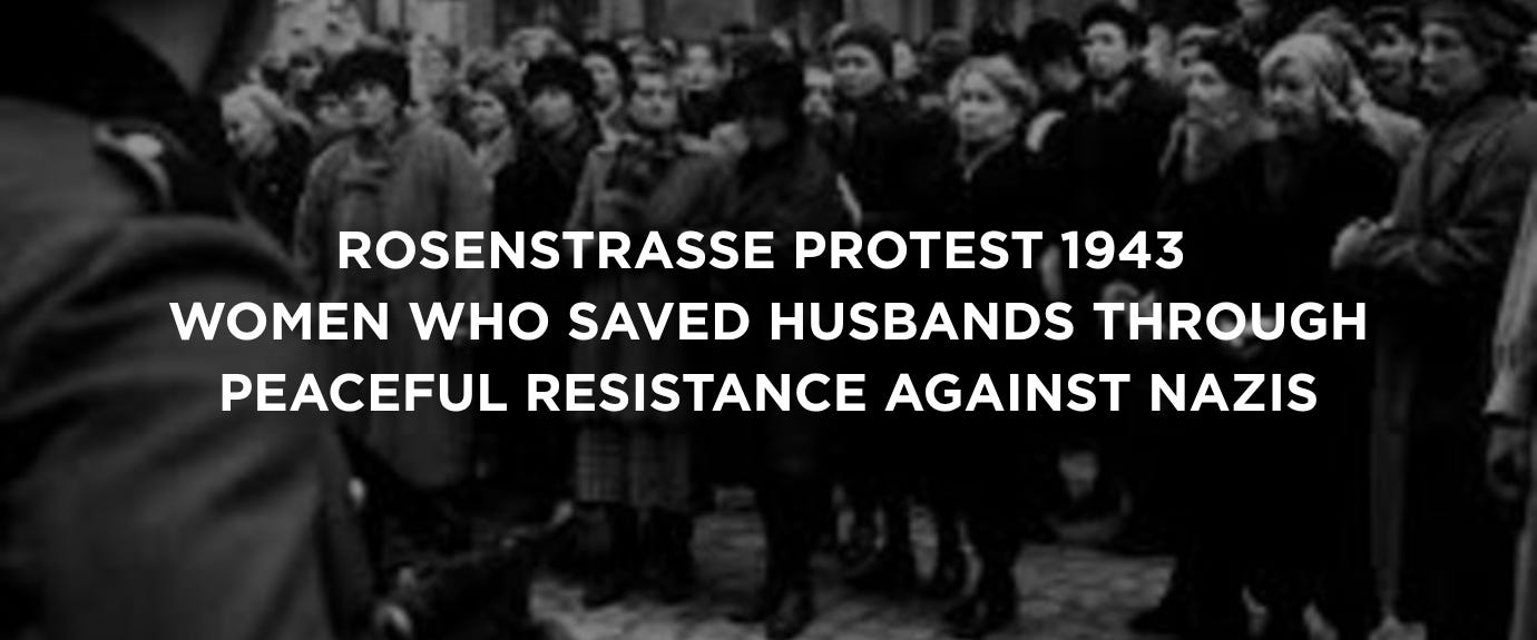 Rosenstrasse protest 1943 memorial showing women who saved Jewish husbands through peaceful resistance against Nazis