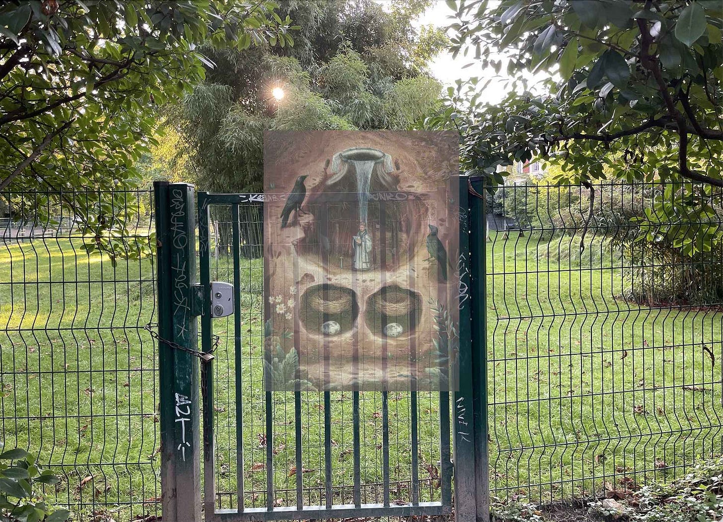 A scene overlaid onto the wallaby-enclosure station (locus) of my memory palace.