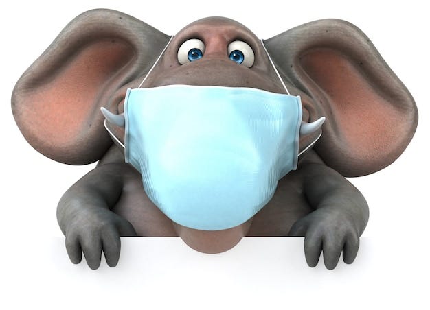 Fun 3d illustration of an elephant with a mask