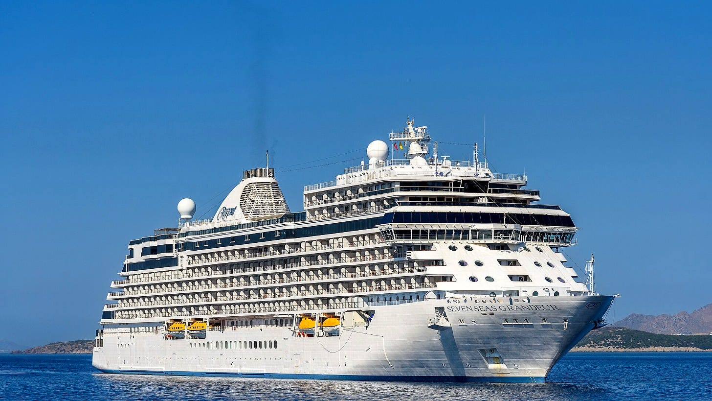 Regent Seven Seas Cruises ship Seven Seas Grandeur at sea in 2024. Image: Mustang Joe via Wikimedia Commons Regent Seven Seas Cruises ship Seven Seas Grandeur at sea in 2024. Image: Mustang Joe via Wikimedia Commons