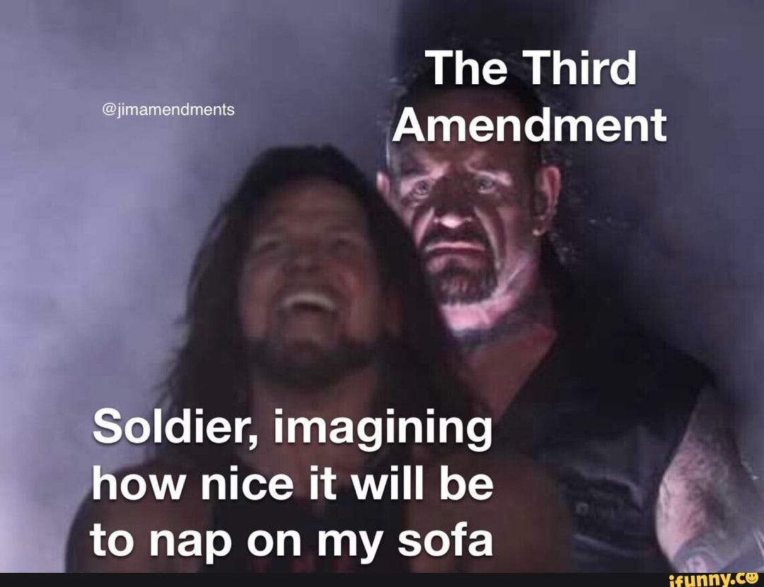 The Third Amendment Soldier, imagining how nice it will be to nap on my  sofa - iFunny