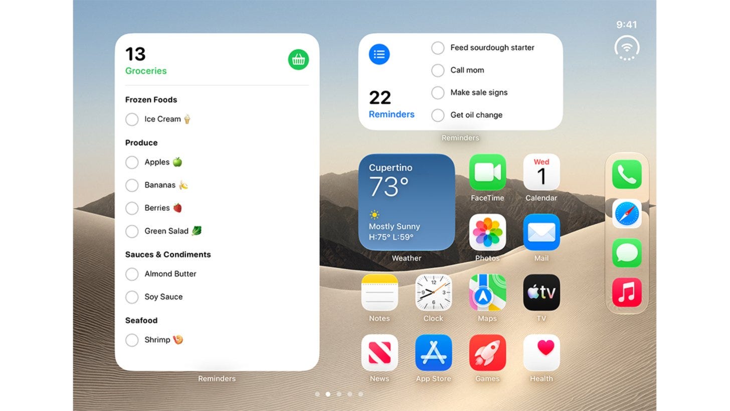 The Duo Home Screen, widgets left and apps right
