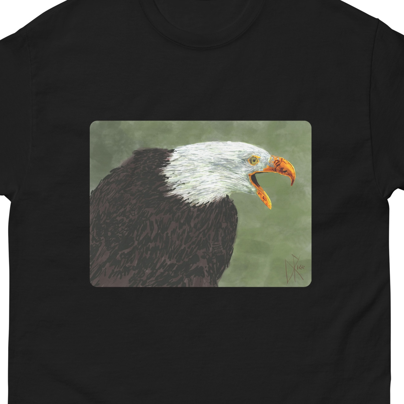 A bald eagle, making its shrill whistling vocalization. Sketch art by Don Rice. A bald eagle, making its shrill whistling vocalization. Sketch art by Don Rice.