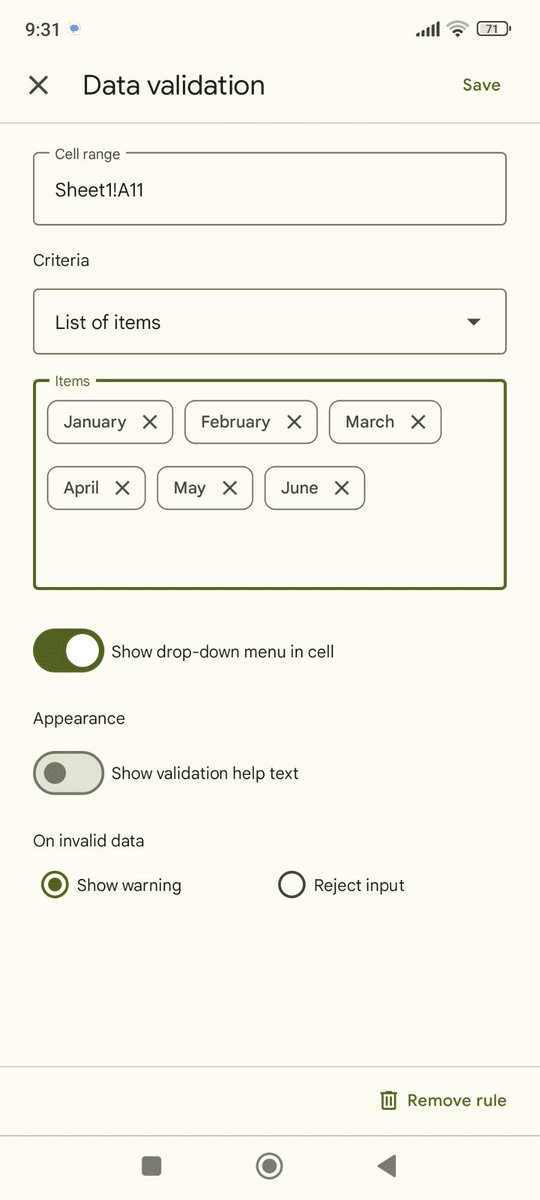 Toggle on the options you want to include.