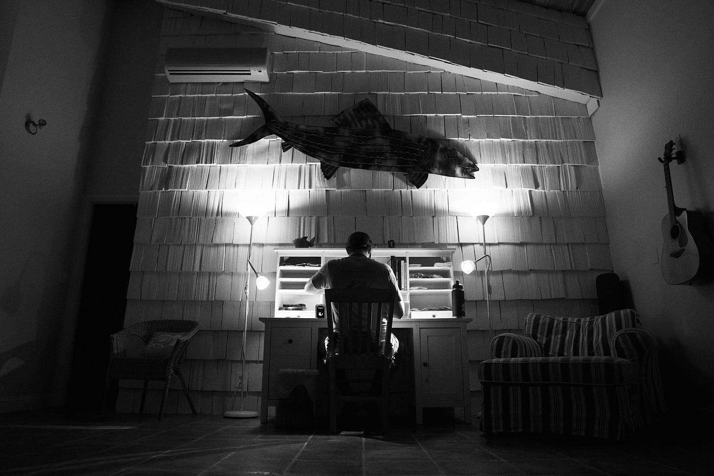 Kyle Schaefer at the fly tying vise, The Berry Islands. Kyle Schaefer at the fly tying vise, The Berry Islands.