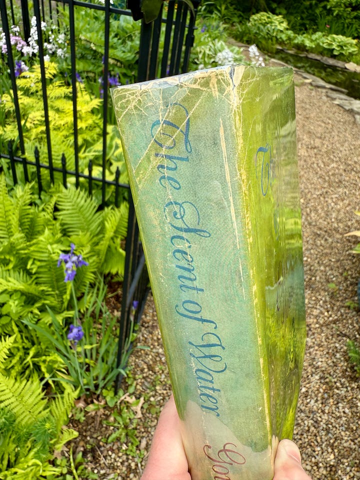 The spine and back of the dust jack of the US edition of The Scent of Water by Elizabeth Goudge