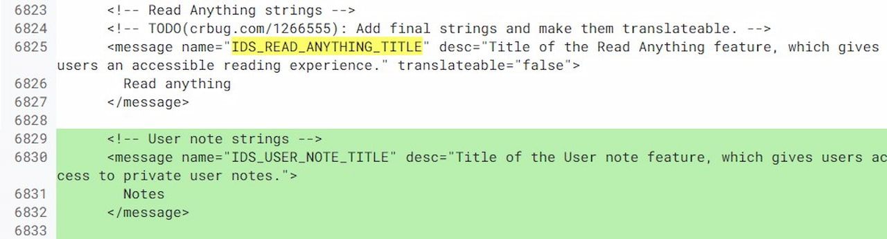 Google Chrome side panel user notes